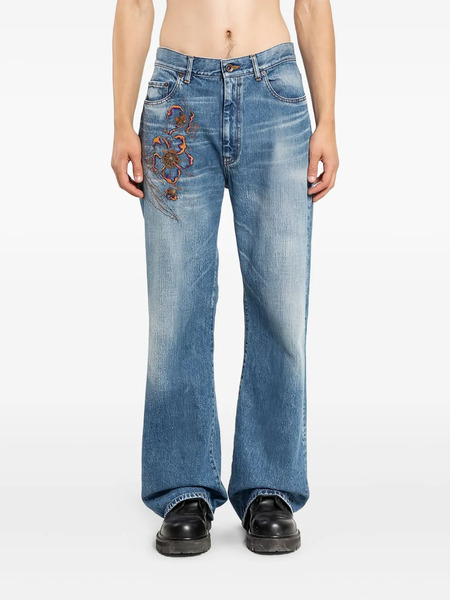  Khoki Floral-embroidered Jeans - Blue 