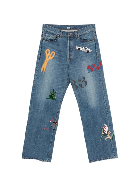  Khoki K14 Embroidery-appliqué Jeans - Blue 