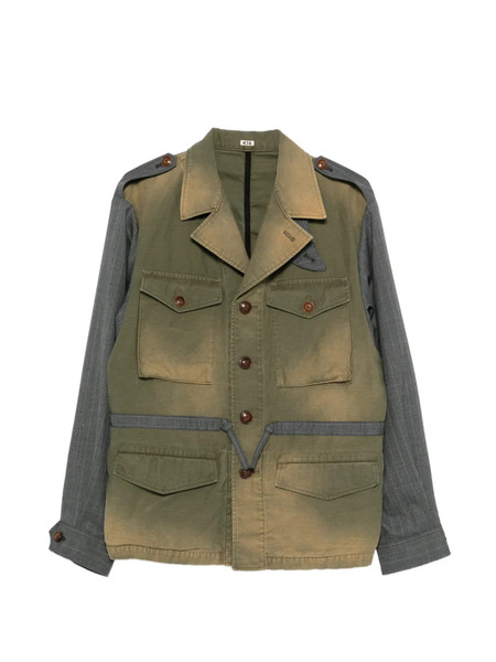  Khoki Pinstripe Panelled Jacket - Green 