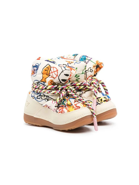  Khrisjoy Kids Quilted Printed Boots - Neutrals 