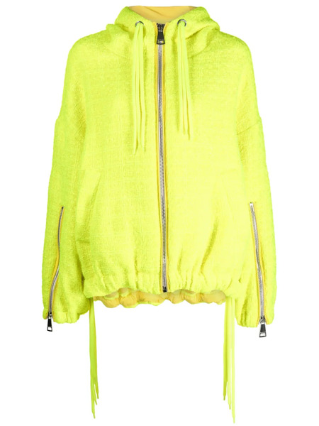 Khrisjoy Tweed Drawstring Hood Jacket - Yellow 