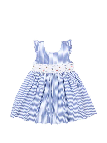  Kidiwi Ruffled Striped Dress - Blue 
