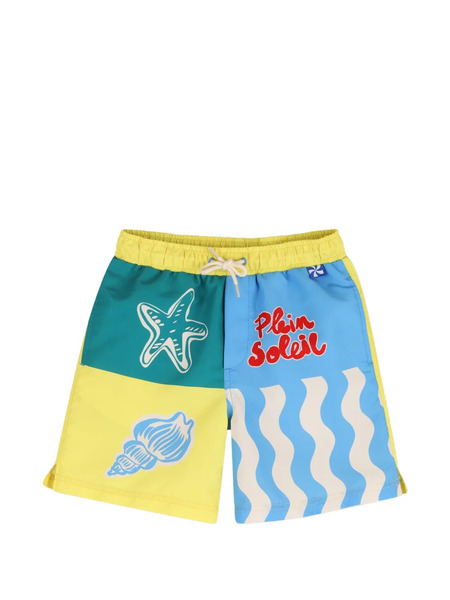  Kids Around Colour-block Swim Shorts - Yellow 