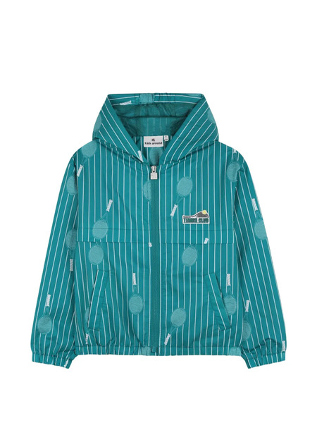  Kids Around Hooded Striped Windbreaker - Green 