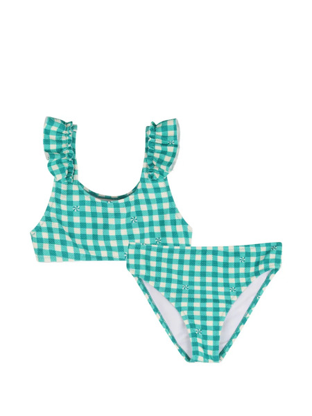  Kids Around Ruffled Gingham Bikini - Green 