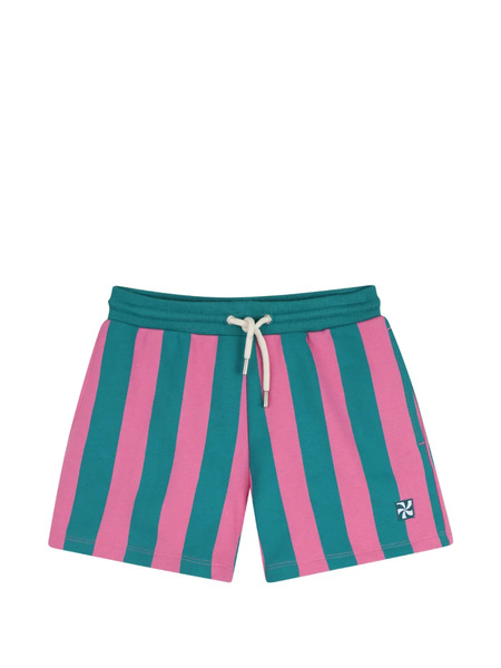  Kids Around Striped Drawstring-waist Shorts - Pink 