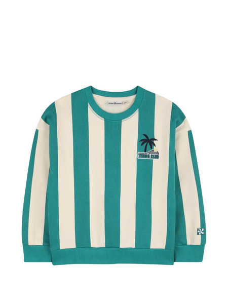  Kids Around Striped Logo Embroidered Sweatshirt - Green 