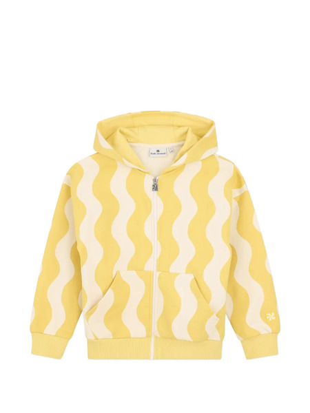  Kids Around Wave-pattern Zip-up Hoodie - Yellow 