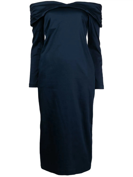  Kika Vargas Off-shoulder Long-sleeve Midi Dress - Blue 