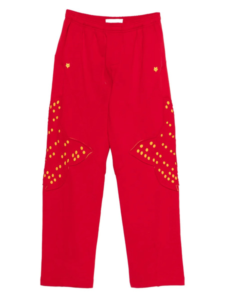  Kiko Kostadinov X Fox Lab Perforated Fleece Jogger - Red 