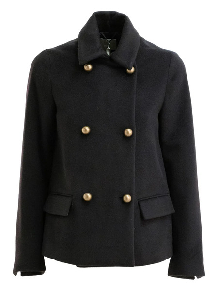  Kiltie Double-breasted Gold-button Jacket - Black 