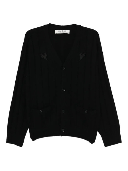  Kimhekim Heart-patch V-neck Cardigan - Black 