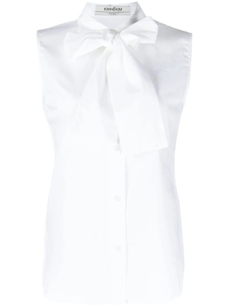  Kimhekim Pussy-bow Cotton Blouse - White 