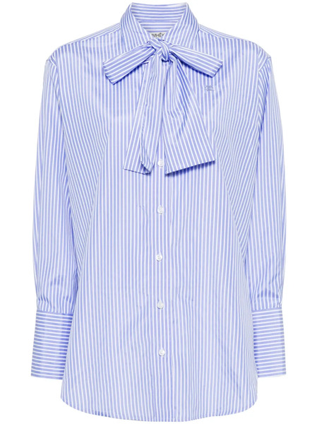  Kimhekim Striped Pussy-bow Shirt - Blue 