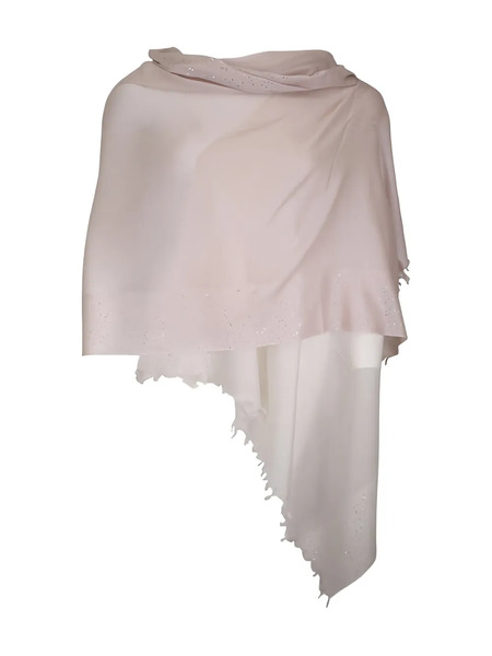  Kinross Cashmere Cameo Ombre Fringed Embellished Scarf - Neutrals 