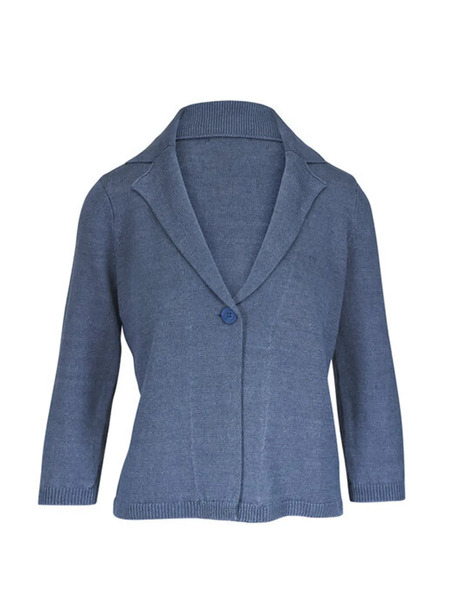  Kinross Cashmere Linen Cardigan - Blue 