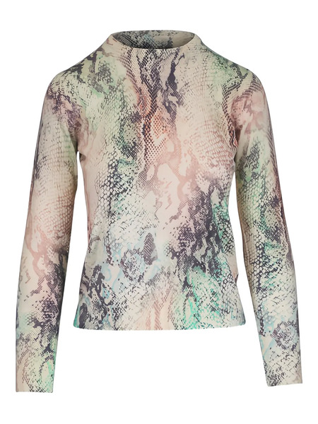  Kinross Cashmere Snakeskin-print Long-sleeved Top - Neutrals 
