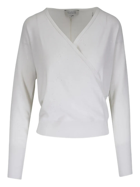  Kinross Cashmere V-neck Wrap Top - Neutrals 