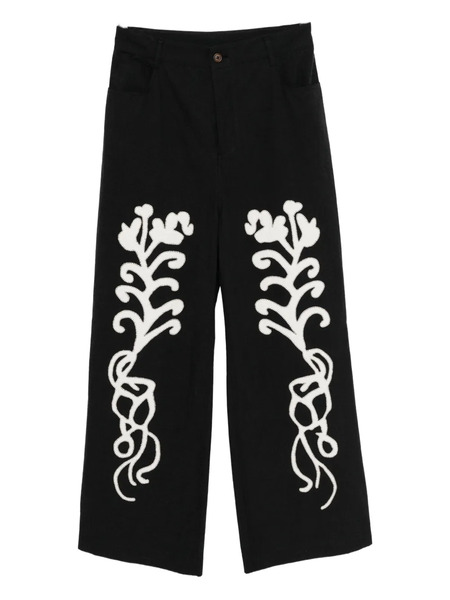  Kinyan Lam Applique Hand Embroidery Straight Jeans - Blue 