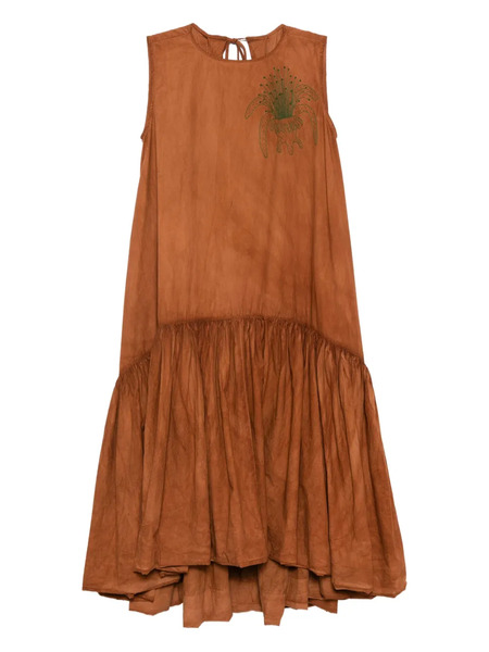  Kinyan Lam Graphic-embroidered Ballon Dress - Brown 