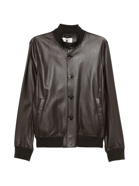  Kired Buttoned Leather Jacket - Brown 