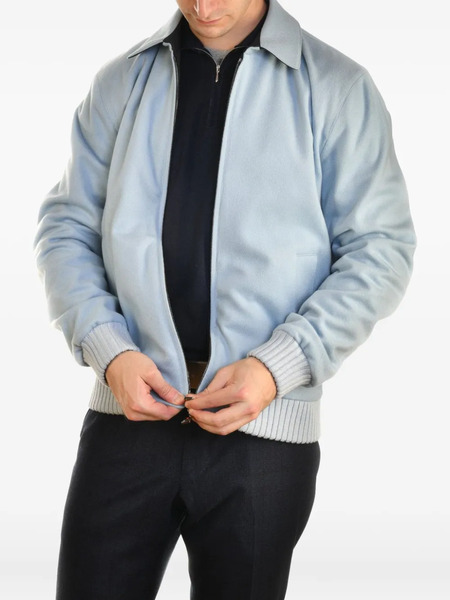  Kired Cashmere Ribbed-cuff Shirt Jacket - Blue 