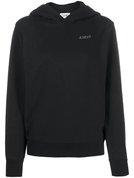  Kirin Open Back Logo Print Hoodie - Black 