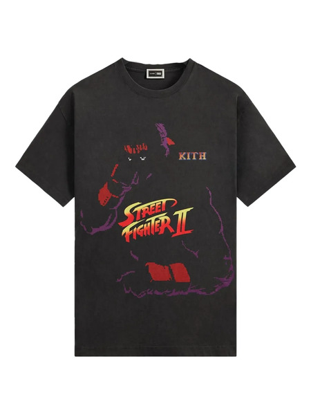  Kith Capcom Ryu Needle Point Crew-neck T-shirt - Black 