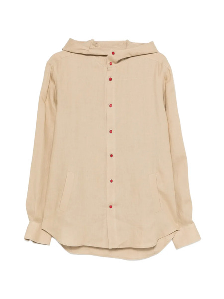  Kiton Hooded Button Shirt - Neutrals 