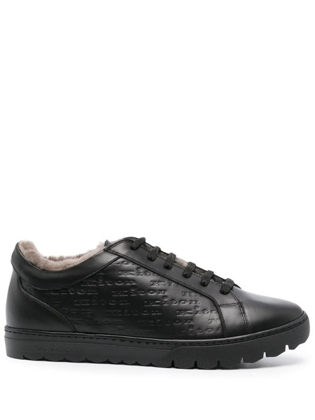  Kiton Logo-debossed Leather Sneakers - Black 