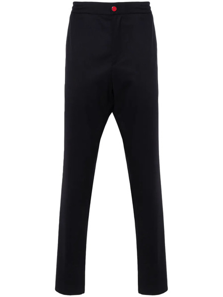 Kiton Logo-patch Cotton Tapered Trousers - Blue 