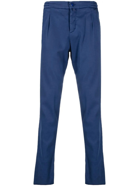  Kiton Logo-patch Straight-leg Chinos - Blue 