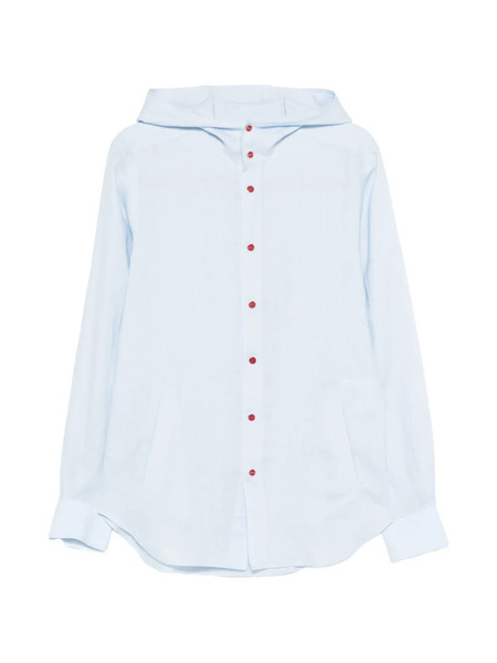  Kiton Mariano Hooded Shirt - Blue 
