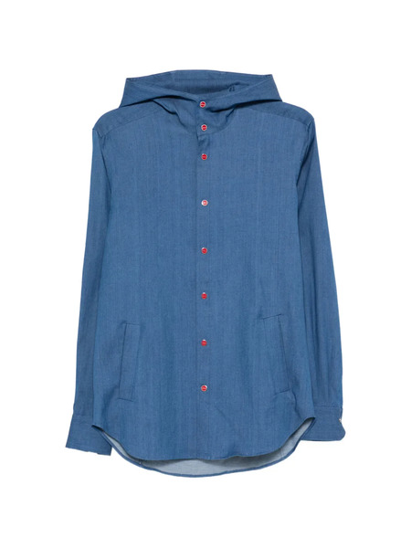  Kiton Mariano Hooded Shirt - Blue 