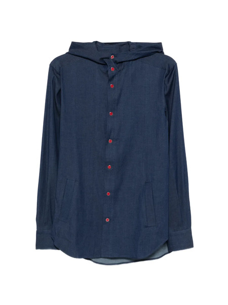  Kiton Mariano Hooded Shirt - Blue 