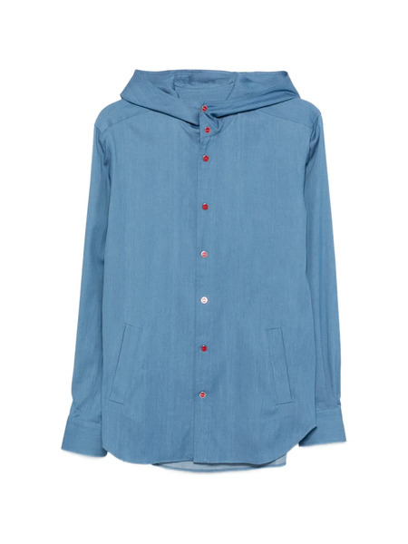  Kiton Mariano Hooded Shirt - Blue 