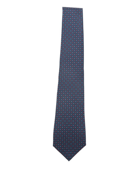  Kiton Patterned Silk Tie - Blue 