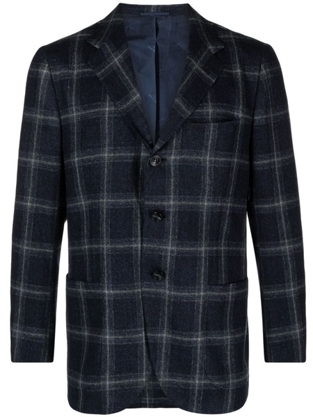  Kiton Plaid-check Single-breasted Blazer - Blue 