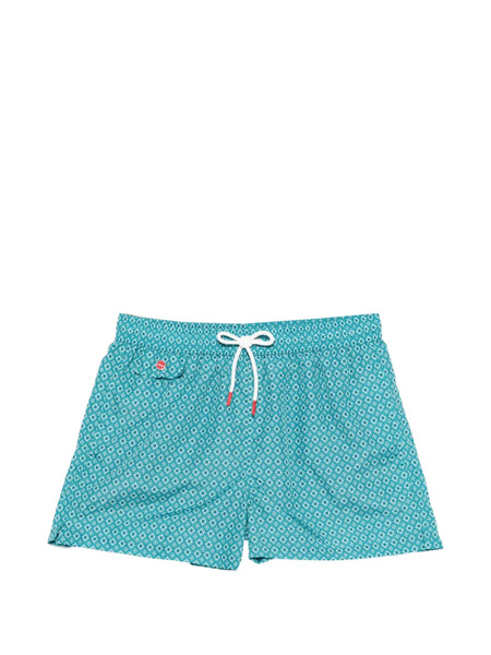  Kiton Pocket Geometric Swim Shorts - Blue 