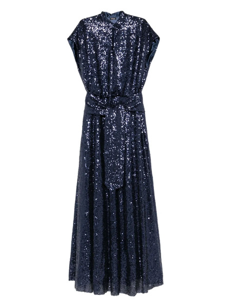  Kiton Sequin Embellished Belted Dress - Blue 