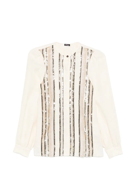  Kiton Sequin Striped Top - Neutrals 