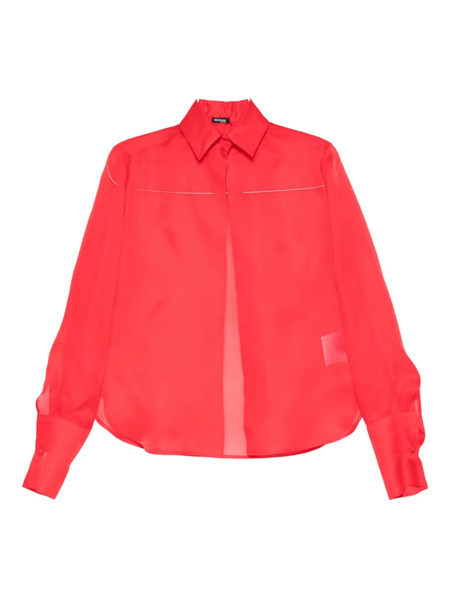  Kiton Sheer Panelled Shirt - Red 