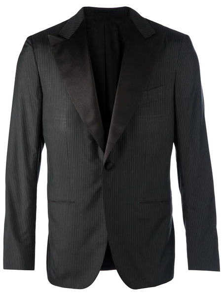  Kiton Striped Blazer - Black 