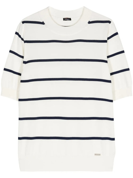  Kiton Striped Cotton T-shirt - White 
