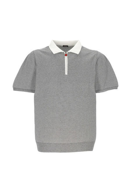  Kiton Striped Zip Polo Shirt - Grey 