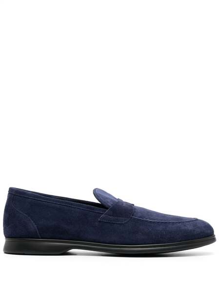  Kiton Tonal-stitching Almond-toe Loafers - Blue 
