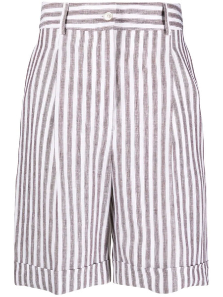  Kiton Vertical-stripe Knee-length Shorts - White 