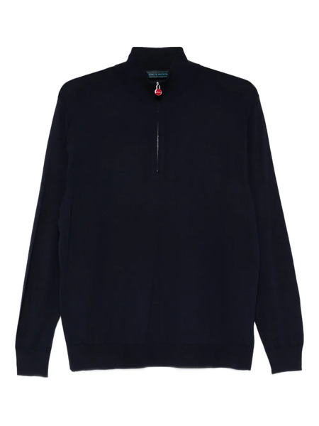  Kiton Zip-up Mock-neck Sweater - Blue 