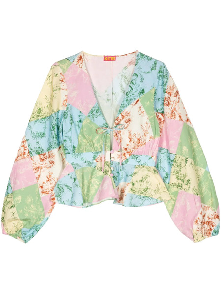  Kitri Irene Patchwork Blouse - Blue 