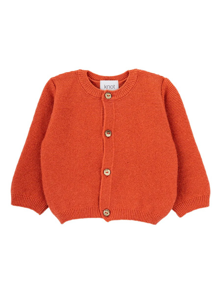  Knot Button Cardigan - Orange 